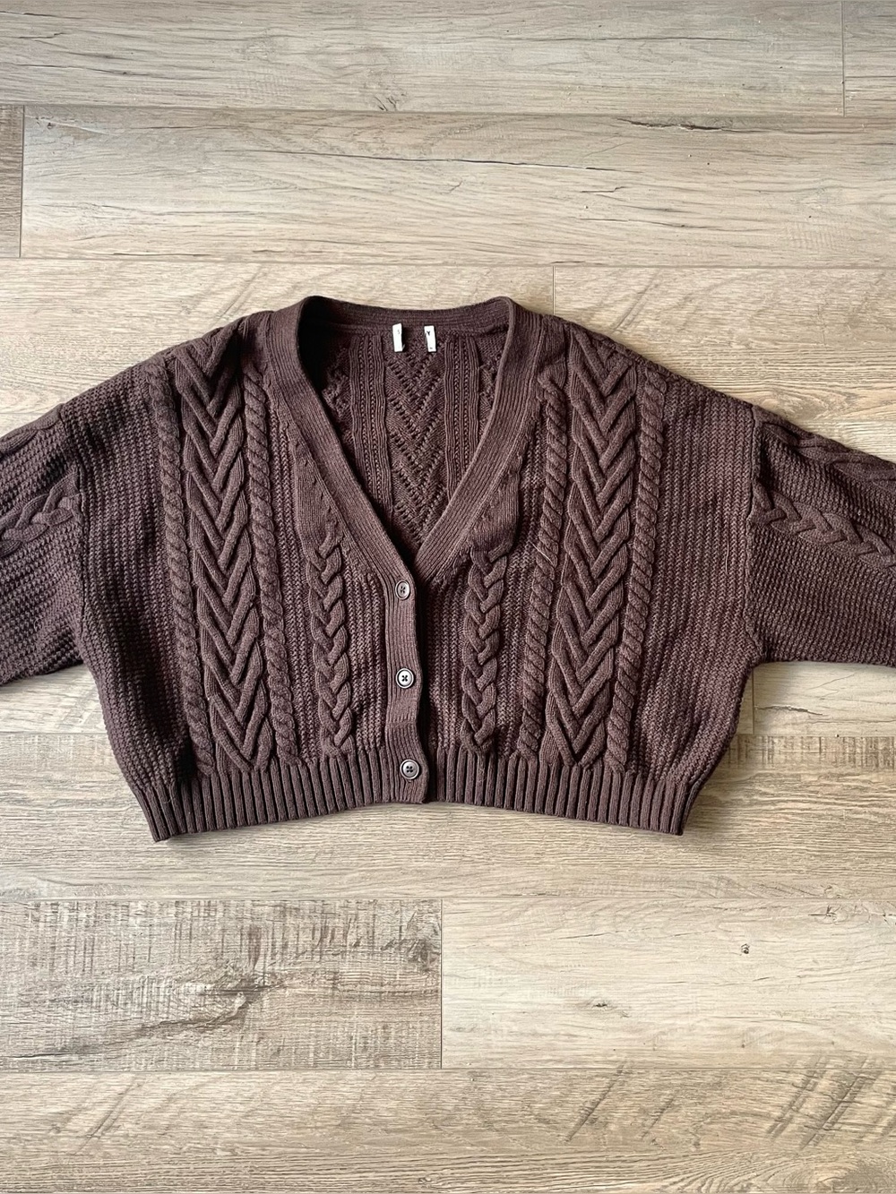Aritzia brown cooper  Cable Knit Cardigan Sweater